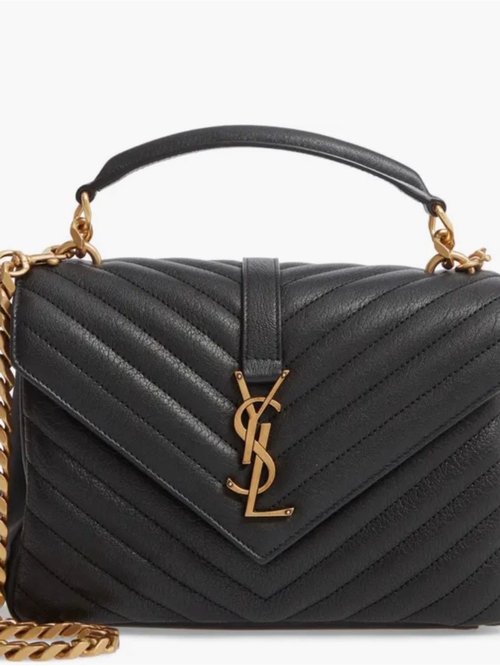 Saint Laurent Medium College Matelasse Leather Shoulder Bag in Black